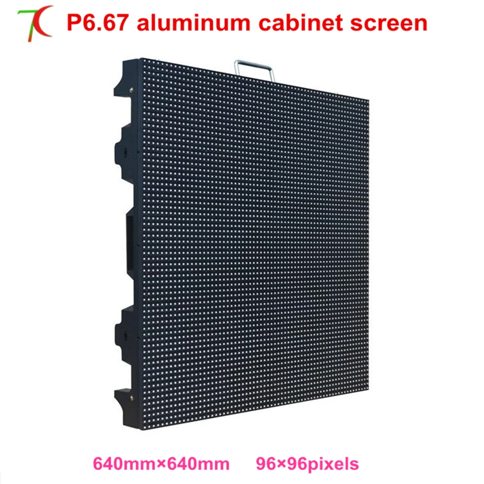 

Aliexpress P6.67 smd rgb led dot matrix outdoor 640*640mm waterproof rental die-casting aluminum cabinet screen led display tv