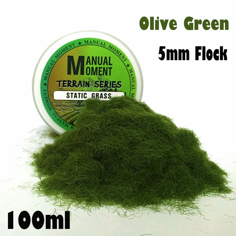 Modèle de scène Miniature Materia Olive vert gazon troupeau pelouse Nylon herbe poudre statique herbe 5MM modélisation Hobby artisanat accessoire