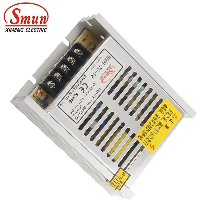 

SMUN SMB-70-12 70W Ultra Thin Type Single Output Switching Mode Power Supply 12V 6A AC-DC Slim Led Driver