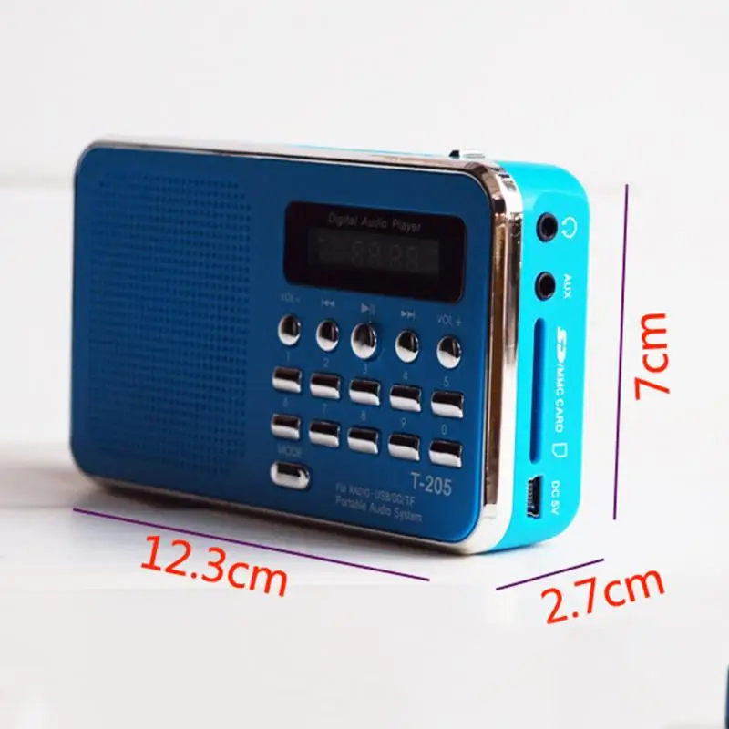 Новейший портативный T205 fm-радио mp3-плеер музыкальный мини-динамик многофункциональный адаптер-звукосниматель Поддержка TF/SD карта USB AUX аудио вход