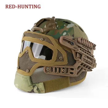 

Tactical Fast Helmet PJ Type with Protective Goggle and Mesh Face Mask for Airsoft Paintball cp