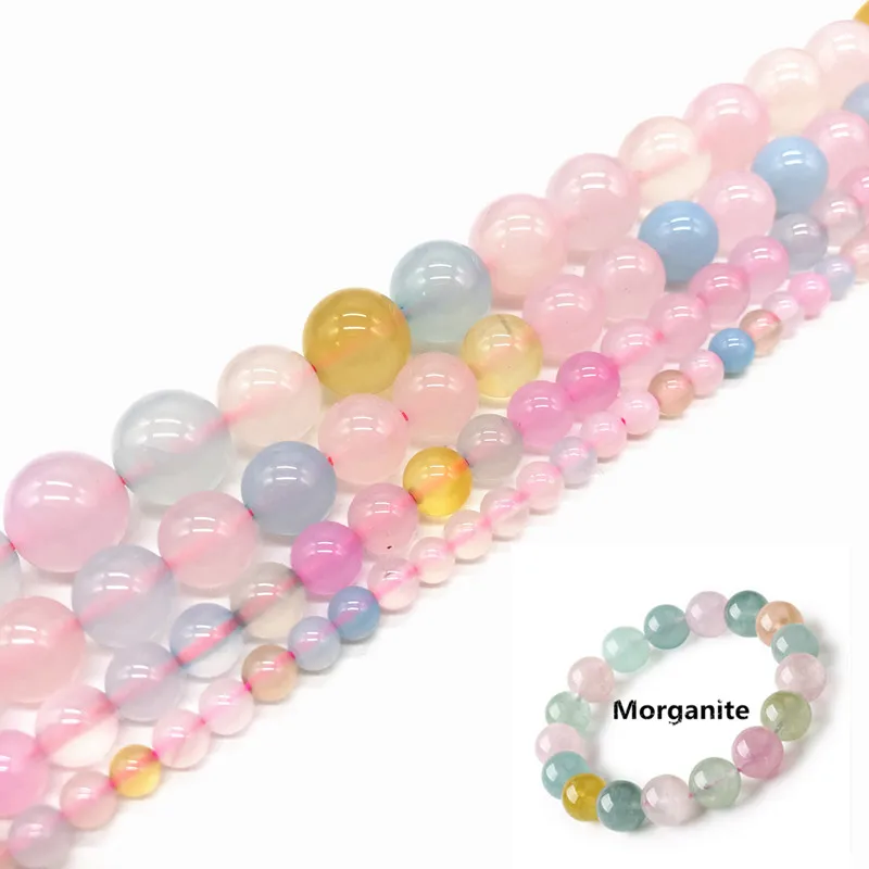 

Wholesale AAA grade 6/8/10 millimeter natural stone Pink Morgan beads for DIY jewelry production materials accessories