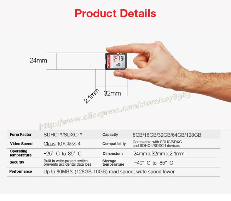 Карта памяти SanDisk Ultra SD карты Class10 16 gb 32 ГБ, 64 ГБ и 128 Гб Скорость чтения до 80 МБ/с. флэш-карта TF stick для камеры