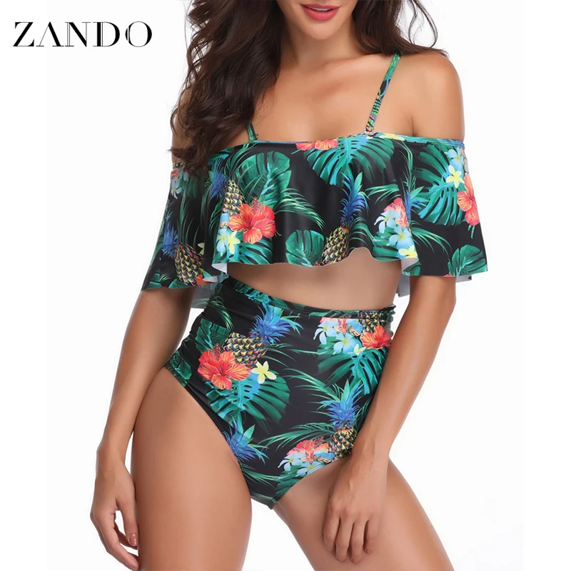 

Zando Tankini Swimming Suit For Women Swimsuit Sexy Halter Beach Swimwear Two Piece Suits Female Bathing Body Suits