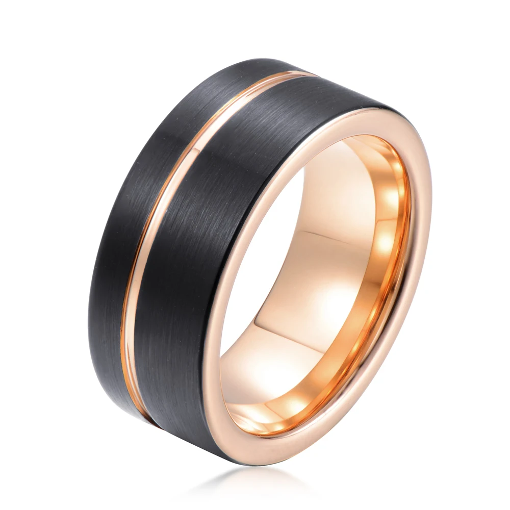 7MM width Black and gold Tungsten steel Ring, Double color plating