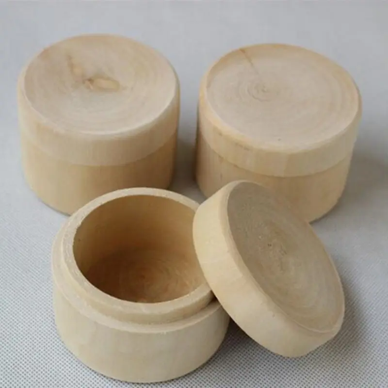 Small Round Wooden Storage Boxes Ring Box Vintage decorative Natural