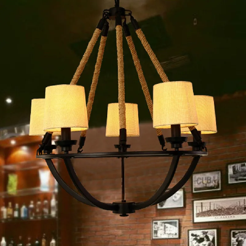 

100v 220v Loft Iron Rope Clothes Cloth Shade Pendant Lights Luminaire Lampe Pendant Lighting Lustre Pendente Para Quarto 24