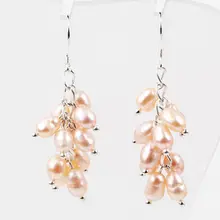 Натуральный розовый пресноводный жемчуг кластер висячие серьги мужские ювелирные изделия культивированный жемчуг форма риса