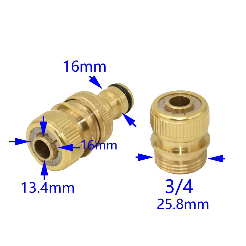 Штыревая резьба 3/4 до 1/" латунный шланг Быстрый Соединитель садовый кран водяной пистолет адаптер 16 мм шланг кран соединитель 1 шт