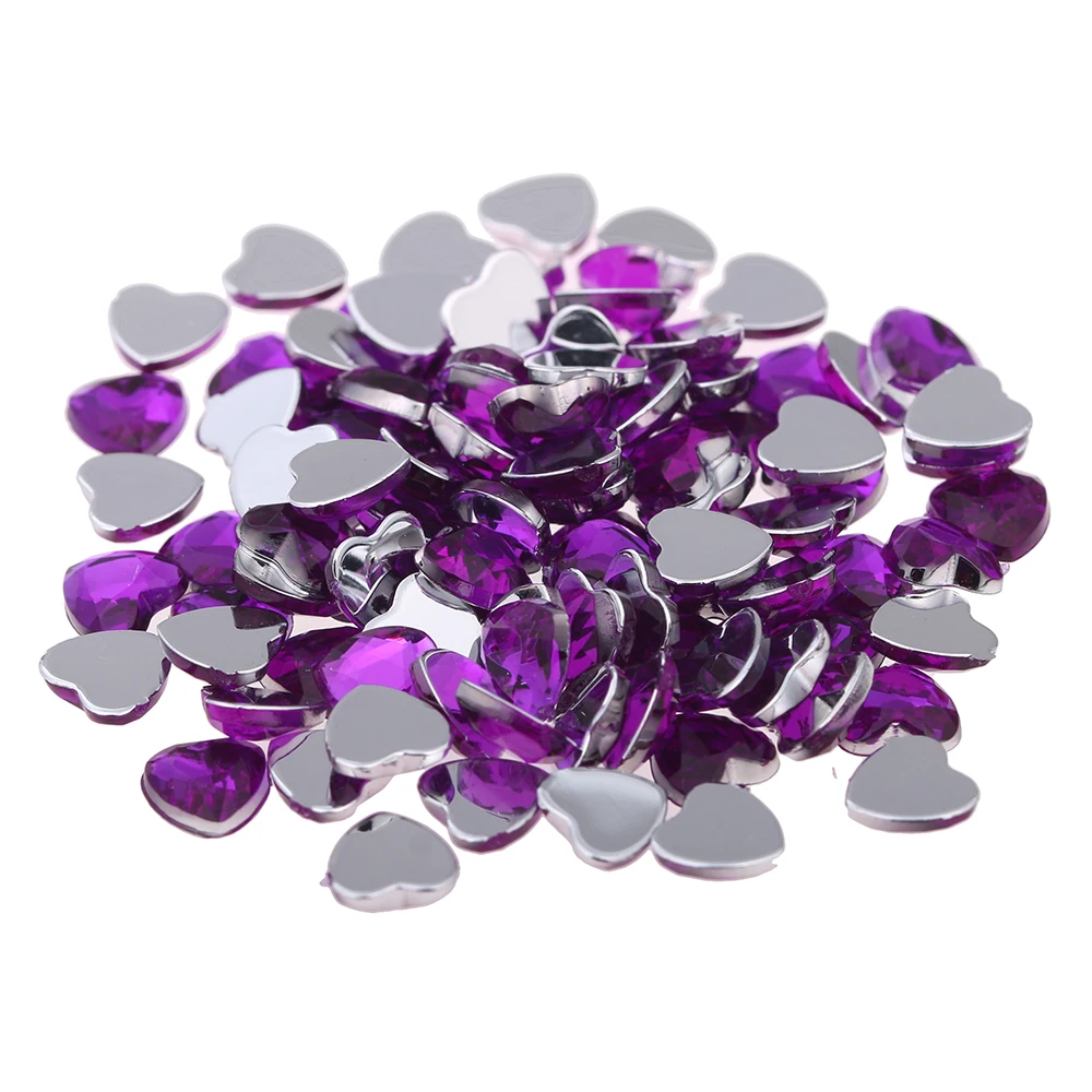 Акриловые стразы в форме сердца с плоской задней частью и плоскими гранями, много размеров, много цветов, для украшения ногтей, для рукоделия, рукоделия - Цвет: 06 Purple