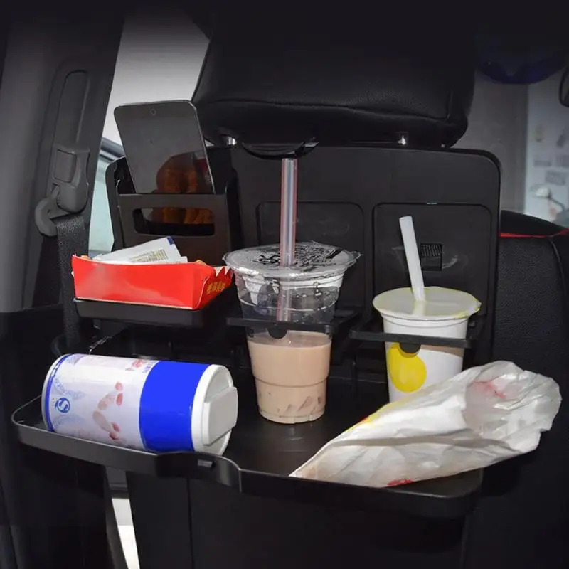 Support de Boisson Plateau de Nourriture Pliable pour Voiture Table de Salle /à Manger Support de Tasse deau Palette pour si/ège arri/ère Noir