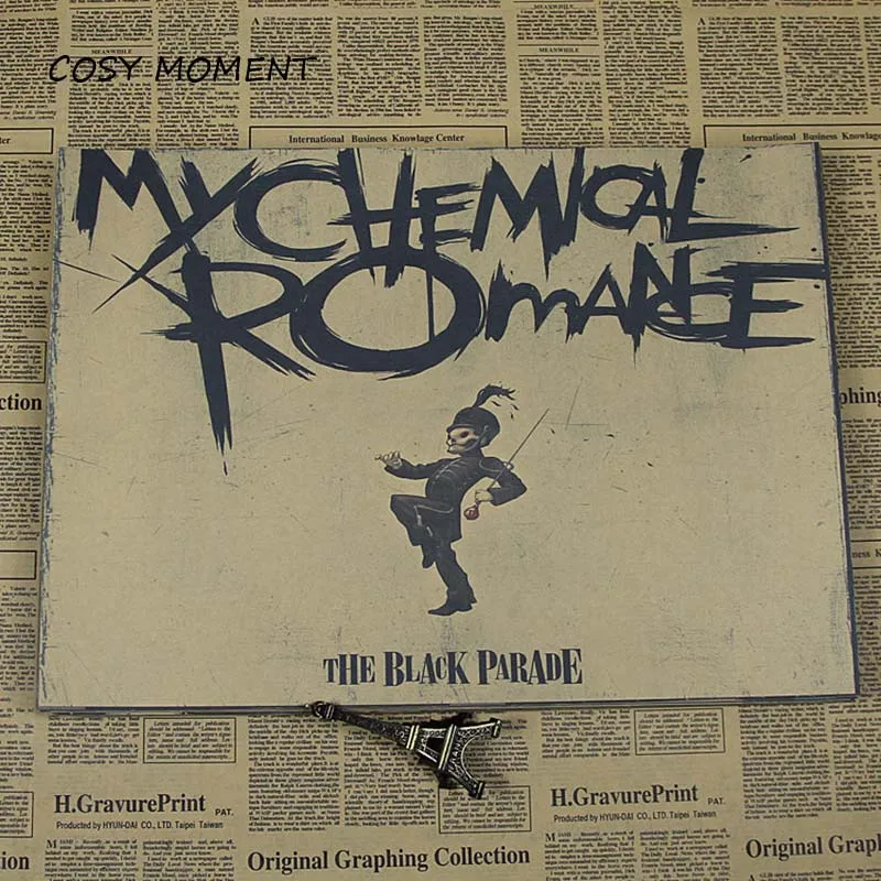 Уютный момент моя химическая Романтика Американский панк рок группа Винтаж Плакат крафт-бумага ретро кафе домашний декоративный настенный плакат QT362 - Цвет: Черный