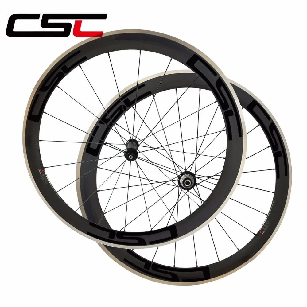 

CSC 700C 23mm width 50mm depth clincher bike wheelset R36 hub alloy breaking surface road bicycle carbon wheels sapim cx ray