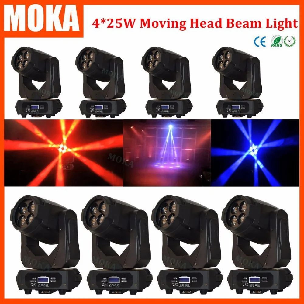 8 шт./лот 4*25 Вт Светодиодный прожектор с движущейся головкой DMX512 2 Gobo Wheel/FOCUS/3-face DJ LED