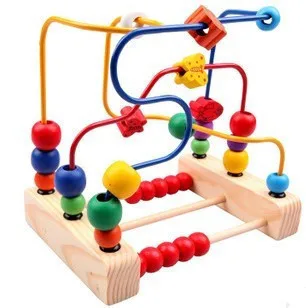 

Three Line Metal Bead Maze Fruit Butterfly And Flowers Move Through Wooden Roller Coaster Bead Maze Classic Baby Toy