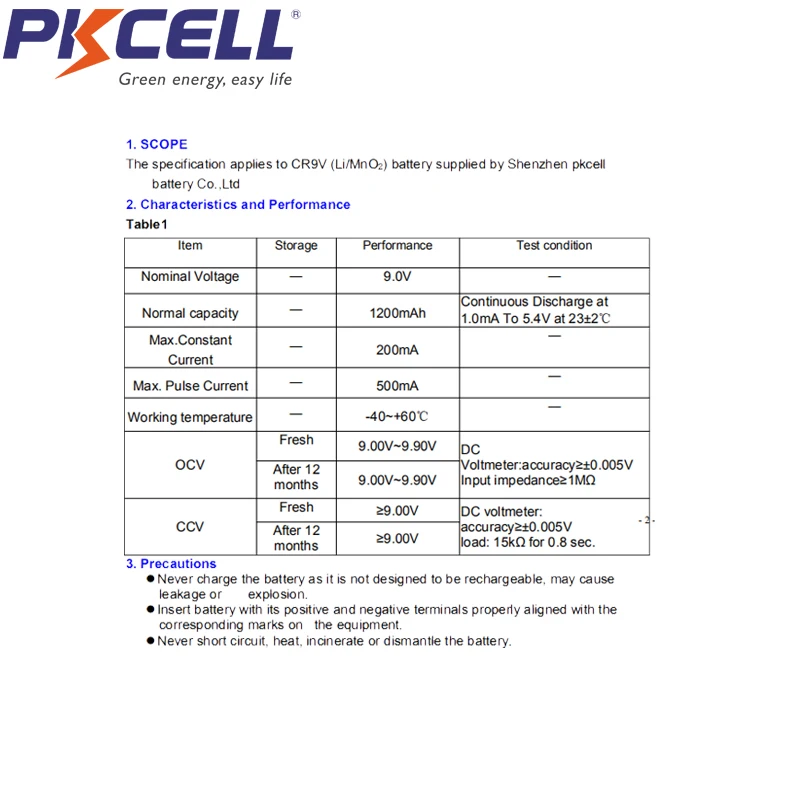 500 шт. PKCELL CR9V 1200 мАч 9 В литиевая батарея 6LR61 6F22 для дымовой сигнализации литий