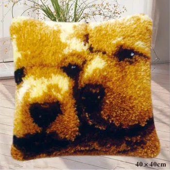 

Cartoon bear latch hook pillowcase cross stitch embroidery tapestry rugs