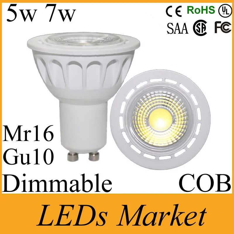 

Free DHL Dimmable Led COB Lamp 5W 7W GU10 110-240V MR16 12V indoor Led Light Spotlight led bulb lighting bulb warm natural white