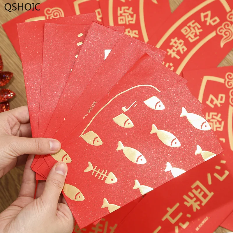 60 шт./компл./комплект, новогодний красный конверт с изображением китайского персонажа, Интересные красные конверты