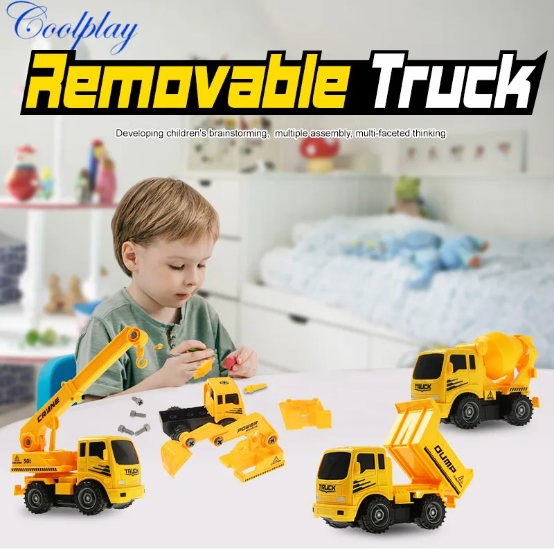 

DIY Assembly Engineering Vehicle Car Model Puzzle Car Plastic Handwork Assembled Dump Crane Excavator Mixer Toy for Children Boy