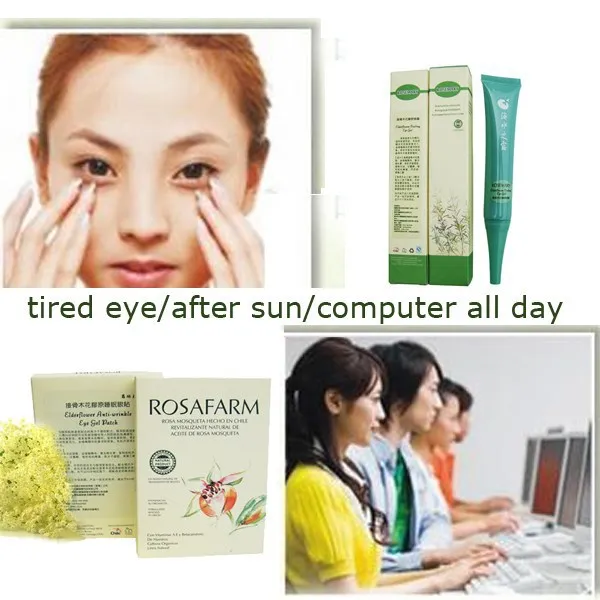 

free shipping eye night cream for adults Elderflower Cooling Eye Gel essence+Eye patches 10pairs anti-aging eye set