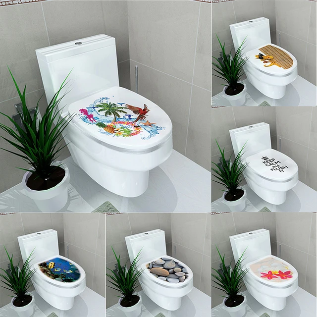 DIY Toilet Seats Wall Stickers Bathroom Decoration Decal Vinyl Mural Home Decor 8 Multi Stylein