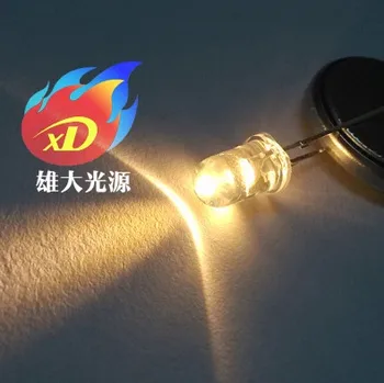 

wholesale 500 pcs 5mm Round top Warm white Super bright light-emitting diode LED free shipping High Quality