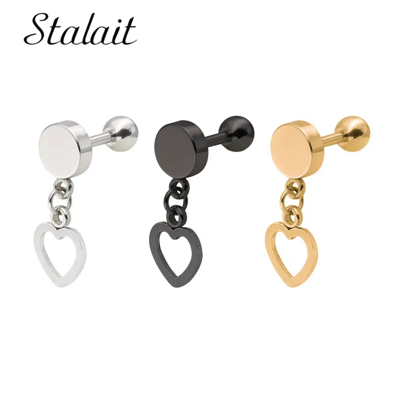 

Fashion Romantic Titanium Steel Stainless Steel Gold Black Heart Pendant Earrings Women's Fine 2018 Gift