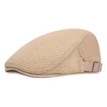 Fashion Flat Cap Retro Style Adjustable Cotton Linen Mesh Peaked Newsboy Hat Outdoor Breathable Sunscreen Running Hats
