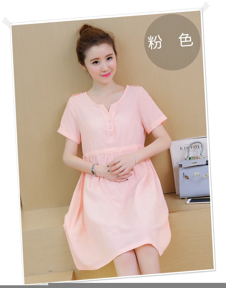 Одежда для беременных платье новое летнее корейское модное однотонное хлопковое платье с короткими рукавами платья для беременных Беременность