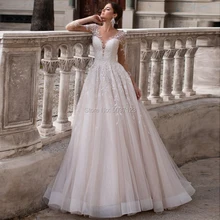 Трапециевидные Свадебные платья с глубоким v-образным вырезом, сетчатые длинные рукава, свадебное платье с открытой спиной, со шлейфом, Vestido De Noiva, на заказ