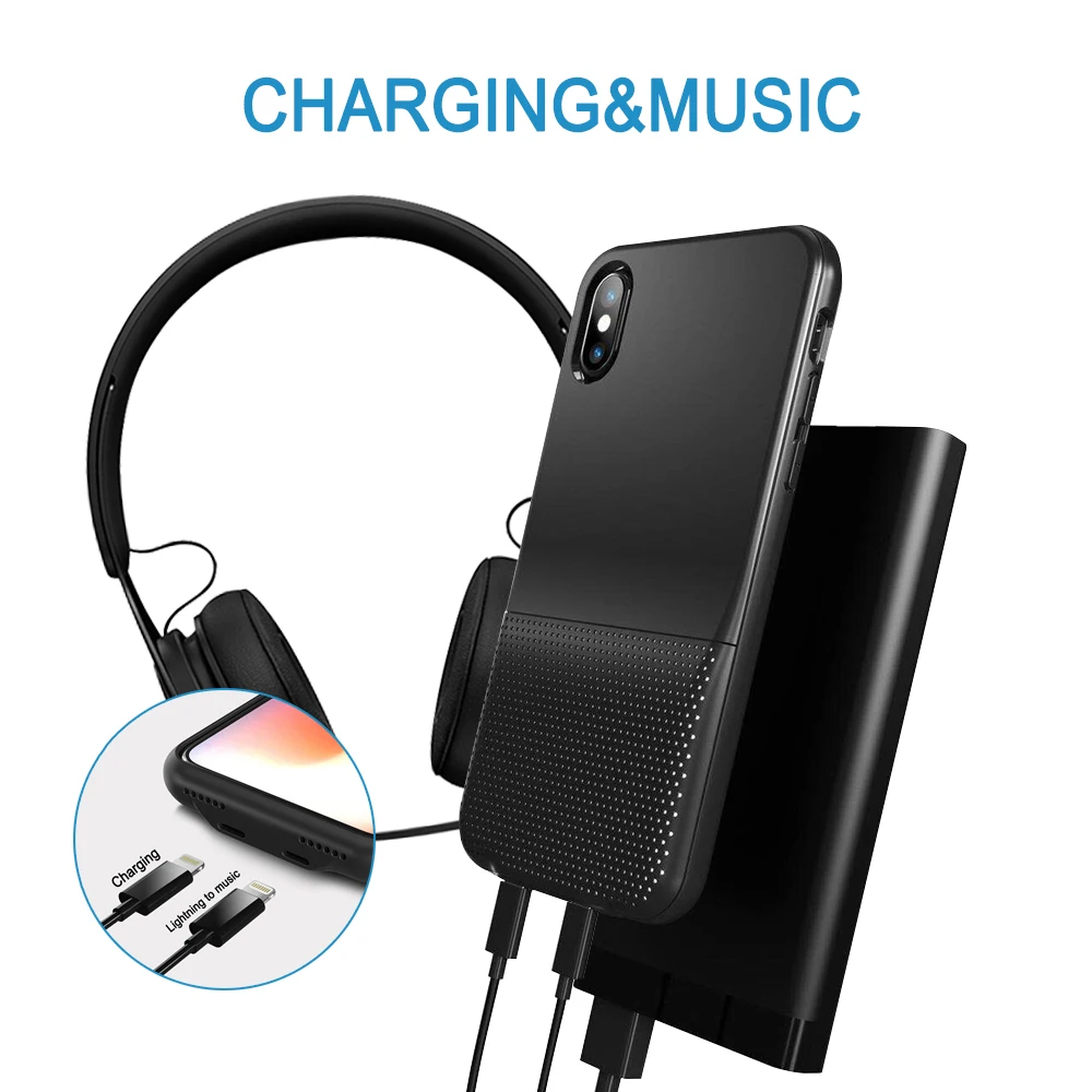 

For Dual Lightning To Audio Charge Case For iPhone X,Charging and Listening Music At the Same Time,Support Call&Audio&Charging