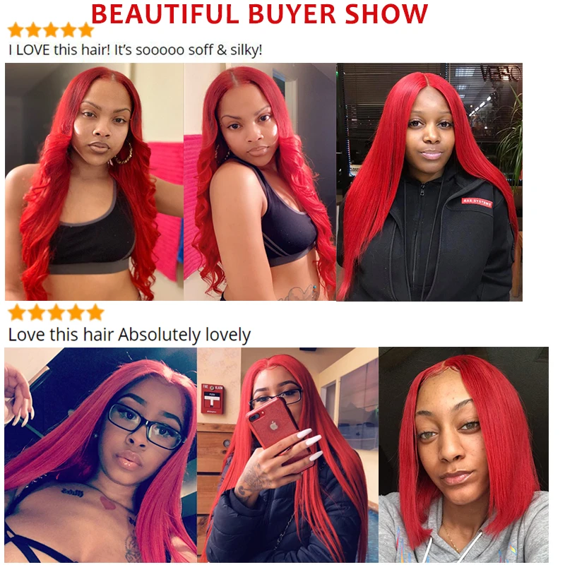 Remyblue Red Hair Bundles Burgundy Brazilian Body Wave 4 Bundles