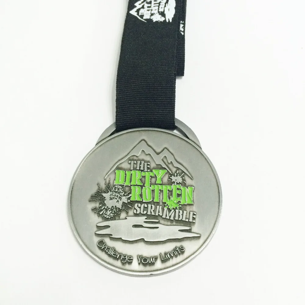

customized medal in 57.2mm diameter one side design attached with stock ribbon/300pcs