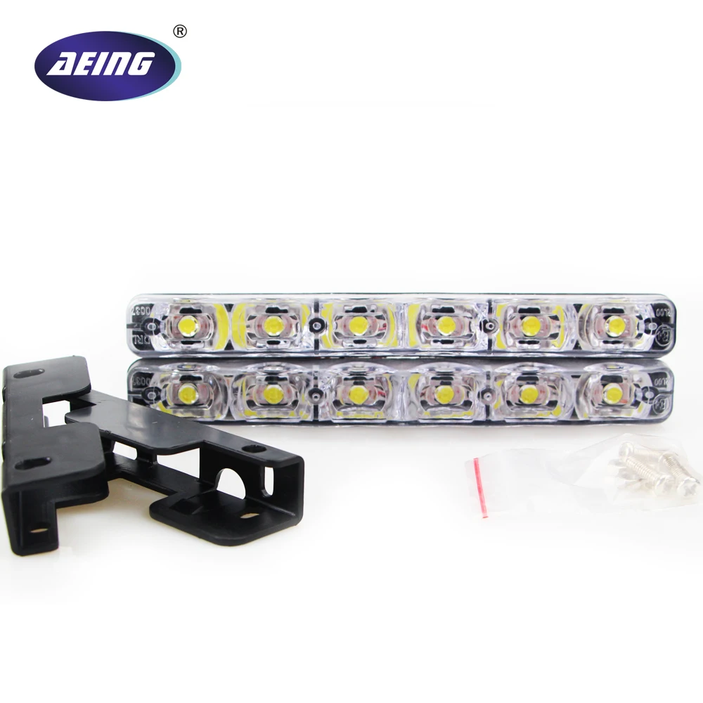 

AEING 2pcs Universal Xenon white Car style 6 LED Daytime Running Light DRL Waterproof LED Driving fog lamp light