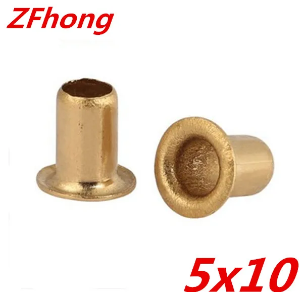 100pcs 5x10mm 5mm tubular rivets round head copper brass hollow rivets