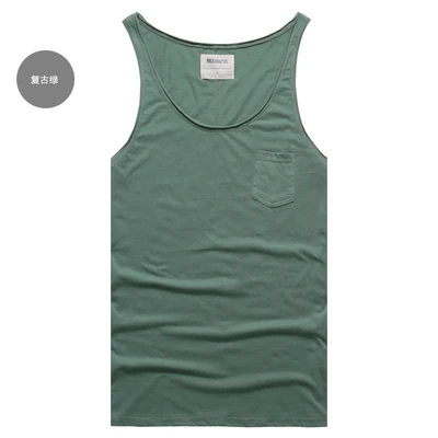 retro green Брендовые Летние Стильные Модные майки мужские трусы свободные хлопковые мягкие растягивающиеся маленькие декоративные карманы хип хоп мужской жилет - Цвет: retro green