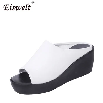 

EISWELT Women Summer Fashion Leisure Shoes Women Platform Wedges Fish Mouth Sandals Thick Bottom Slipper