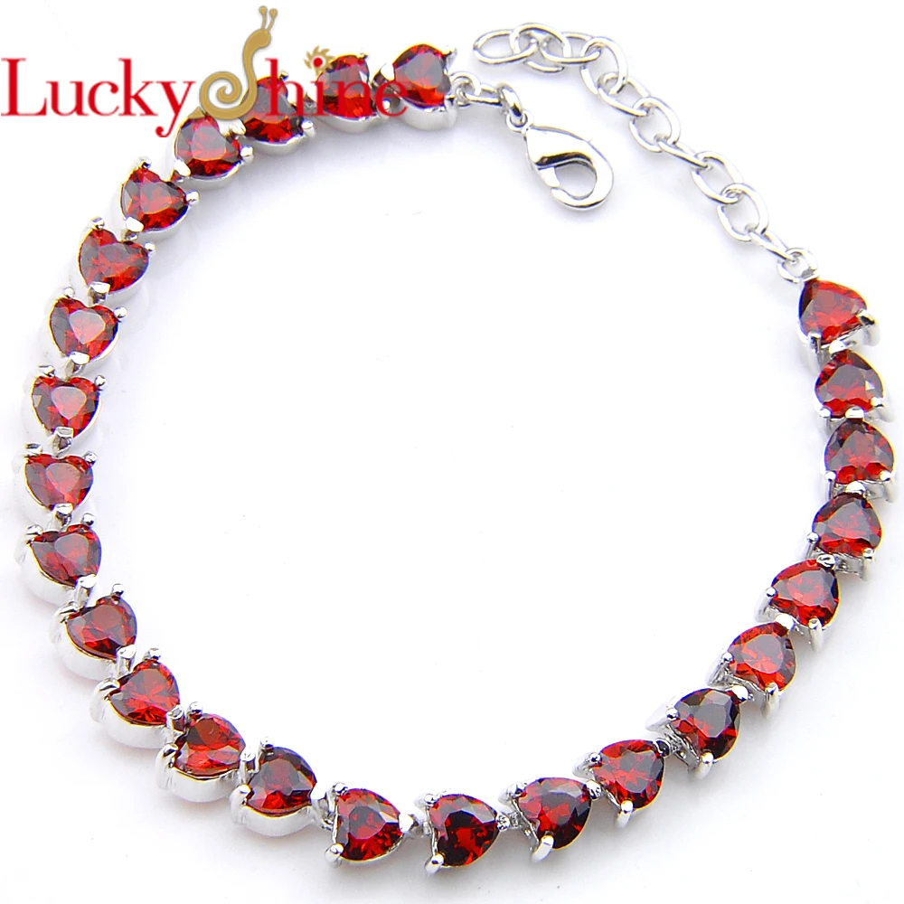 LuckyShine Latest Design New Trendy Heart shaped Red Crystal