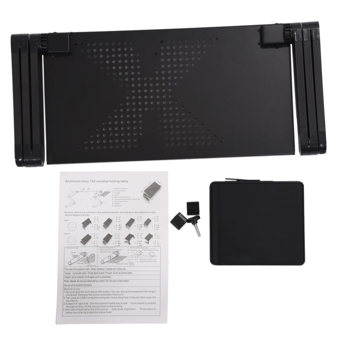Portable Foldable Adjustable Laptop Desk Computer Table Stand Tray For Sofa Bed Black