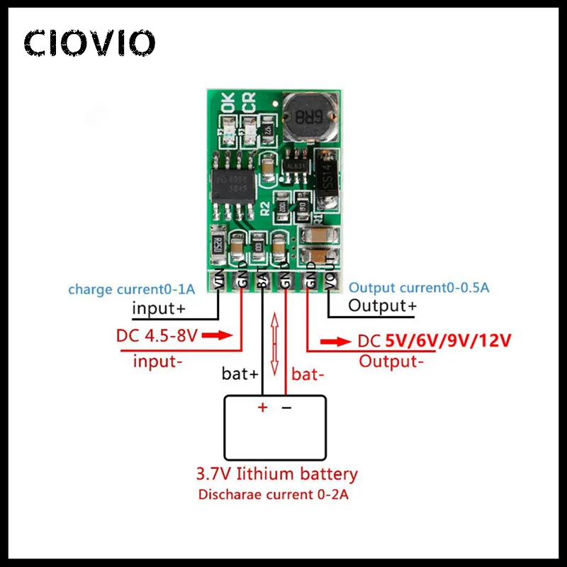 3,7 в 4,2 в зарядное устройство и 5 в 6 в 9 в 12 В Dis зарядное устройство плата DC преобразователь Повышающий Модуль для diy UPS Мобильная мощность 18650 литиевая батарея
