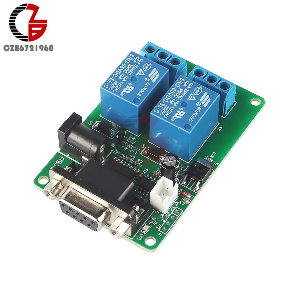 5V 2 Channel RS232 Serial Control Relay Module Switch Board SCM PC