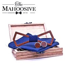 Мужской деревянный галстук-бабочка галстук набор носовые платки с бантиком запонки галстук для свадебной вечеринки Hombre Новогодний подарок gravata мужской галстук тонкий corbat