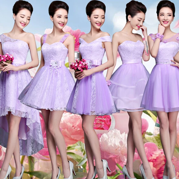 Lilac Puffy Bridesmaid Short Lavender Bridesmaides Dress Occasional Lilac Puffy Bridesmaid Short Lavender Bridesmaides Dress Occasional Dresses Light Purple Wedding Guest Free Shipping B2708