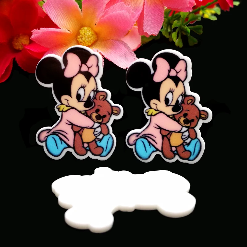 

40pcs/Lot 33x25mm Cute Minnie Mouse Planar Resin Cabochons Flat Back Hair Bow Center Home Decor Handmade Craft Embellishments