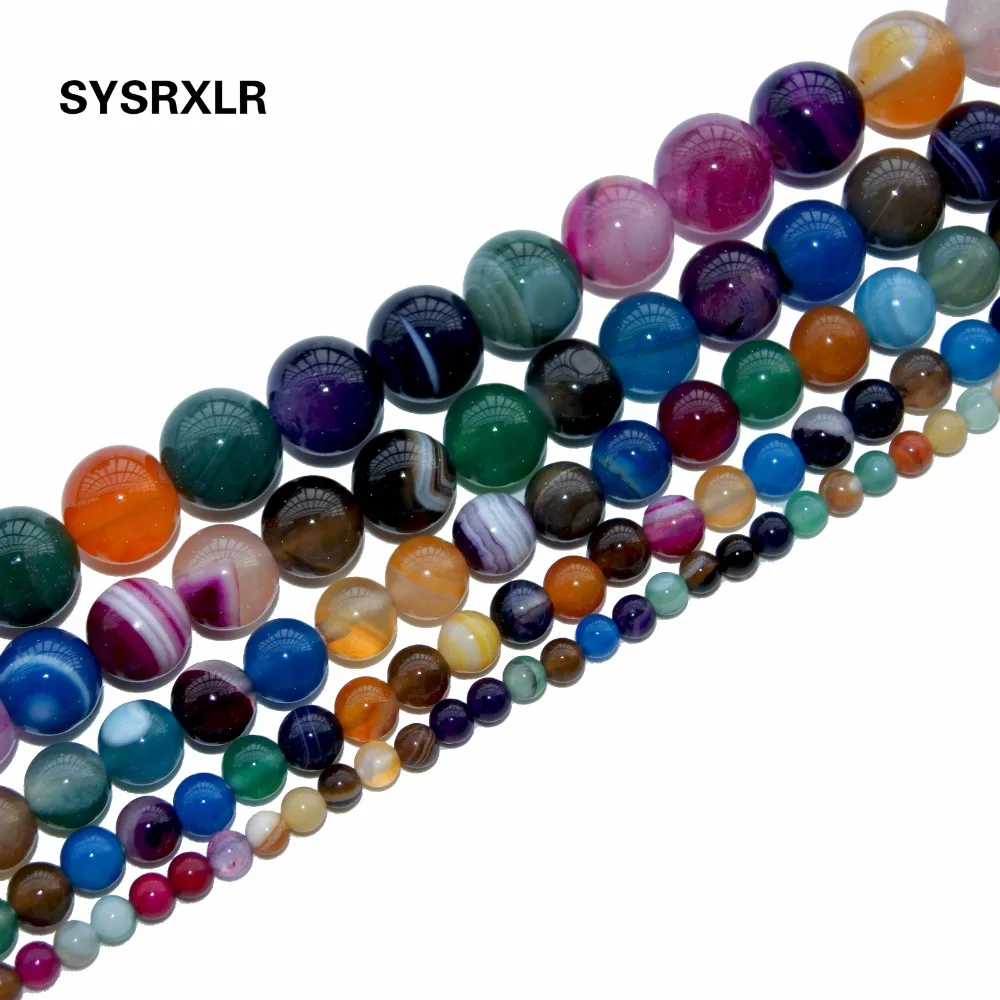 

Fashion New! 5 Quality Charm Colour Stripes Round Natural Stone Beads Jewelry Do You Results 4/ 6/ 8/10/12 MM Wholesale