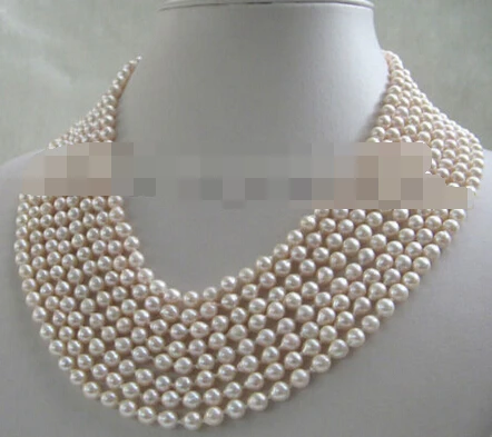

FREE SHIPPING>>>@@ > 0482 8row natural white sea water akoya pearl necklace