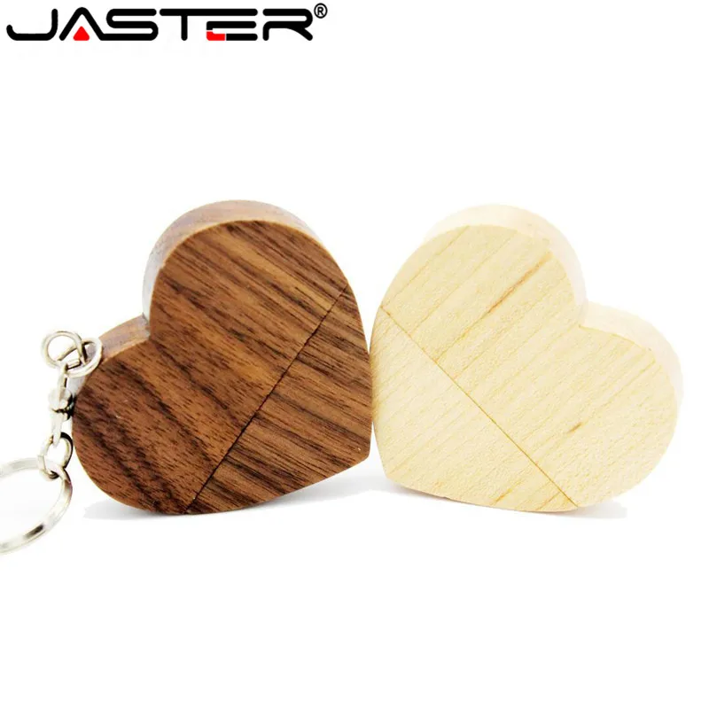 

JASTER Wooden Heart Usb flash drive Memory Stick Pen Drive 8gb 16gb 32gb Company Logo customized Wedding Gift photography gift