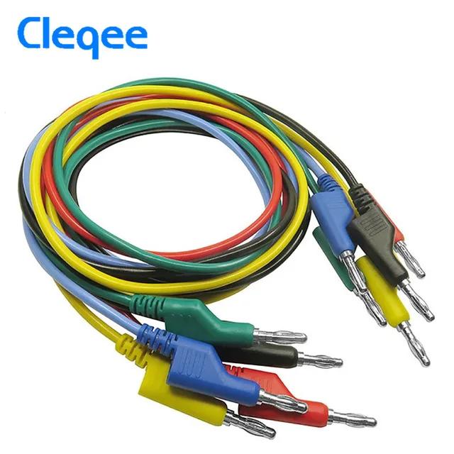 $US $15.34  Cleqee P1036 5PCS/Set 1M 4mm Silicone Banana Plug to Alligator Clip Multimeter Test Cable Wires Lea