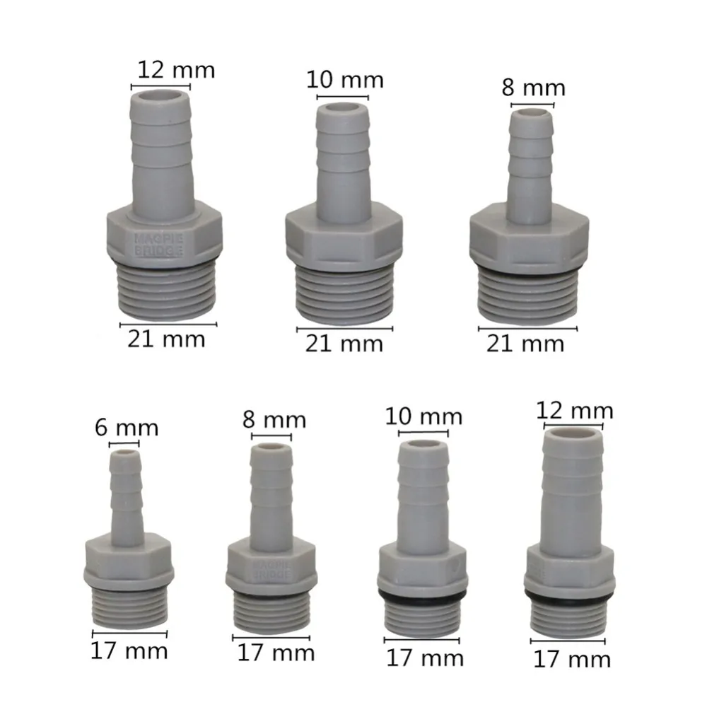 Пластик-Сталь прямой соединитель сад аквариумный воздушный насос разъем шланга 3/", 1/2" резьба до 6/8/10/12 мм Соединительная муфта шланга для